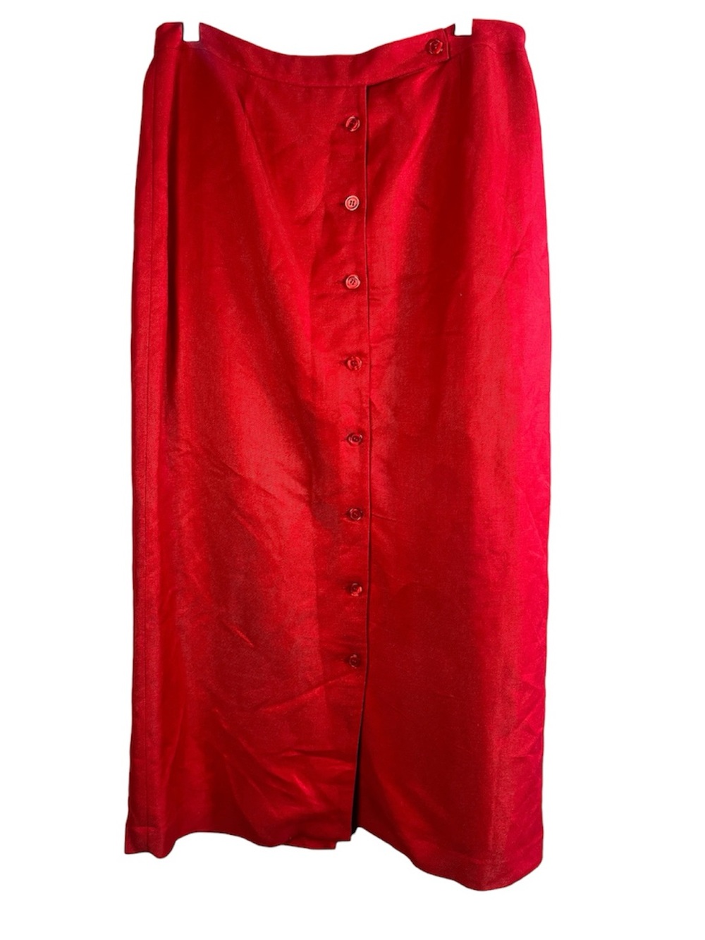 Emma James Red Linen Blend Button Front Maxi Skirt Size 14